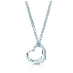 Tiffany Open Heart Pendant Mesh Necklace